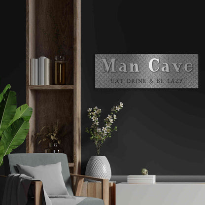 Luxe Metal Art 'Man Cave' by Susie Boyer, Metal Wall Art,36x12