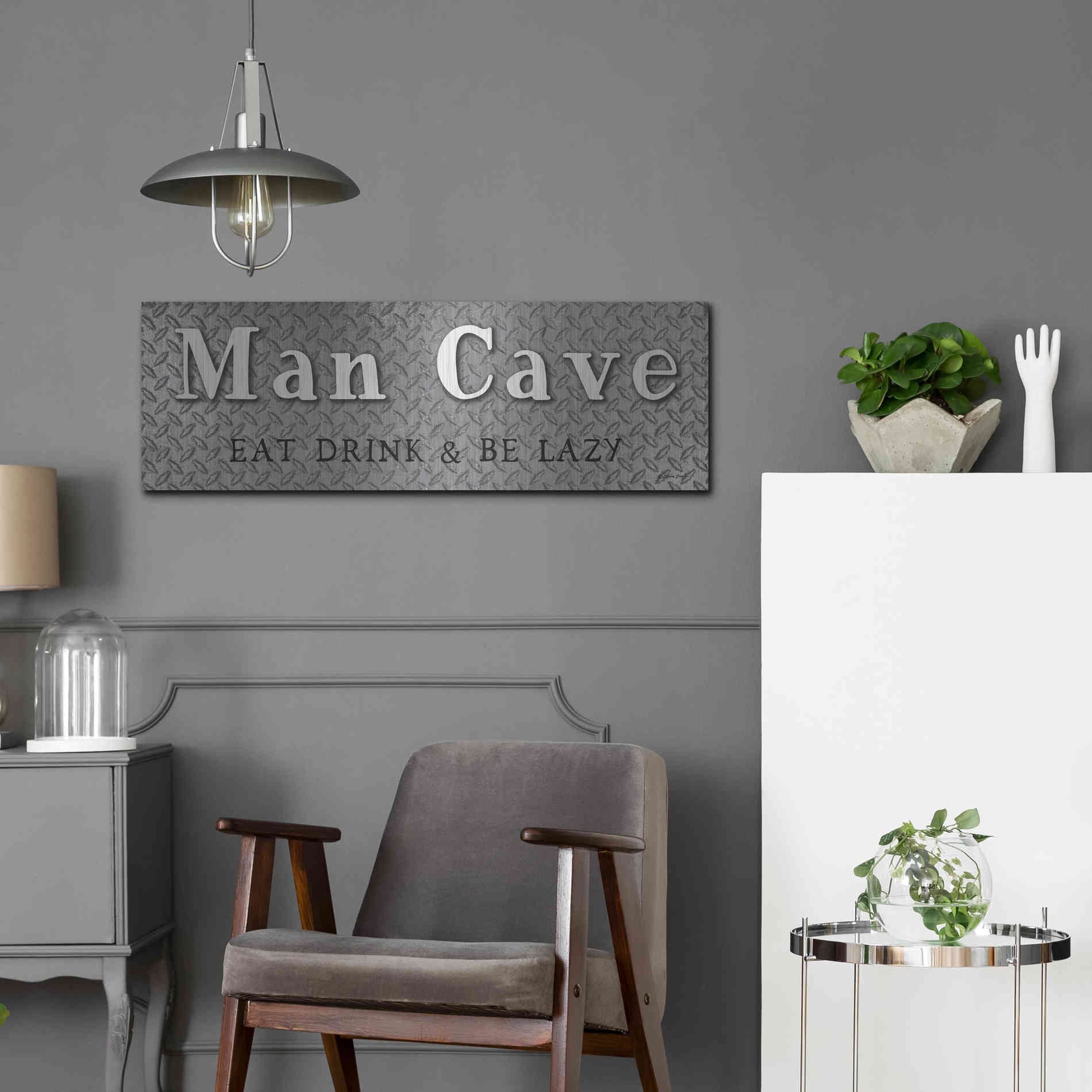 Luxe Metal Art 'Man Cave' by Susie Boyer, Metal Wall Art,36x12
