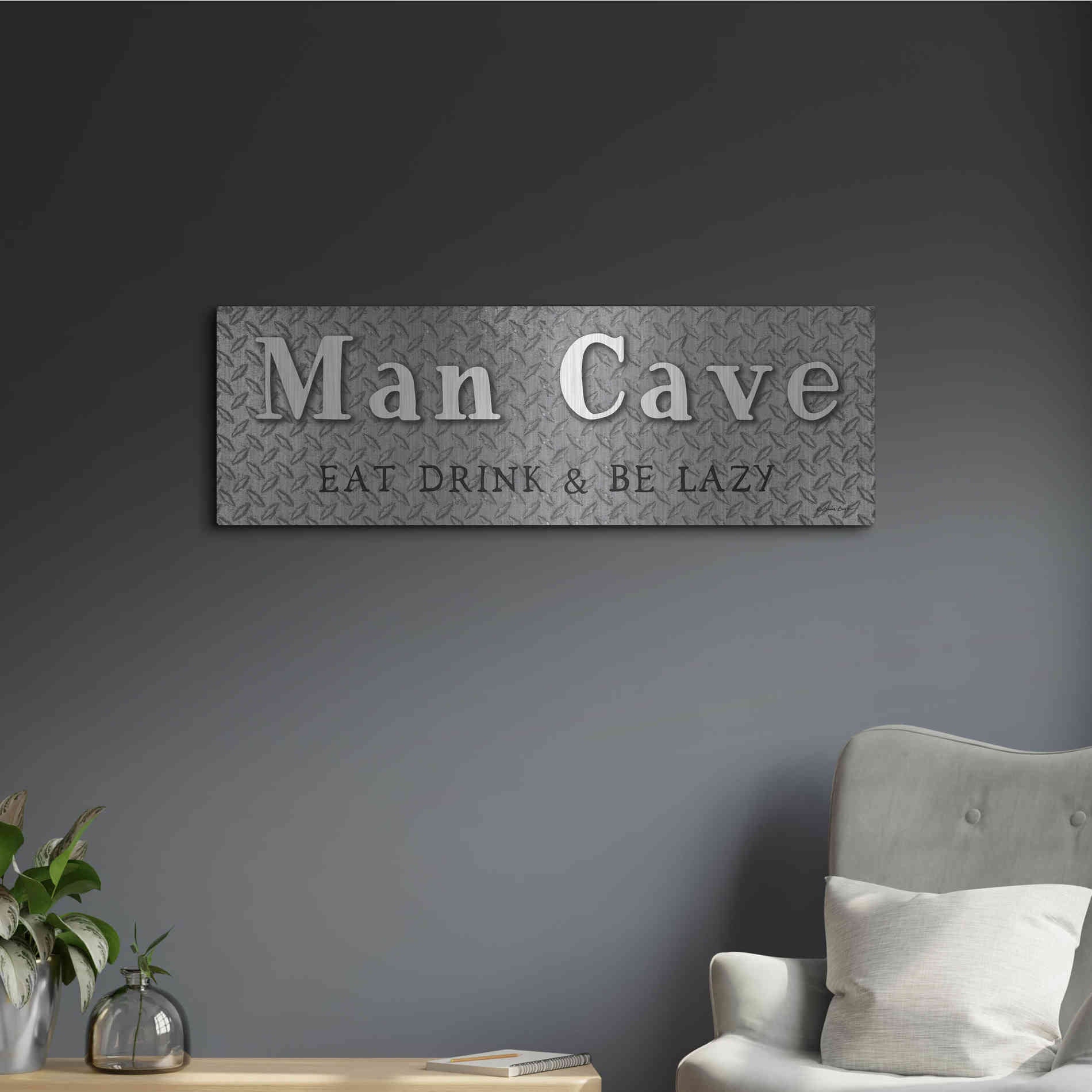 Luxe Metal Art 'Man Cave' by Susie Boyer, Metal Wall Art,36x12