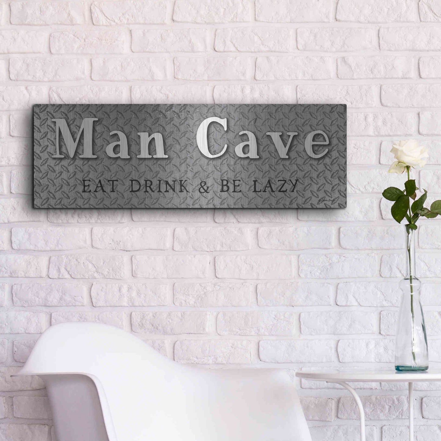 Luxe Metal Art 'Man Cave' by Susie Boyer, Metal Wall Art,36x12