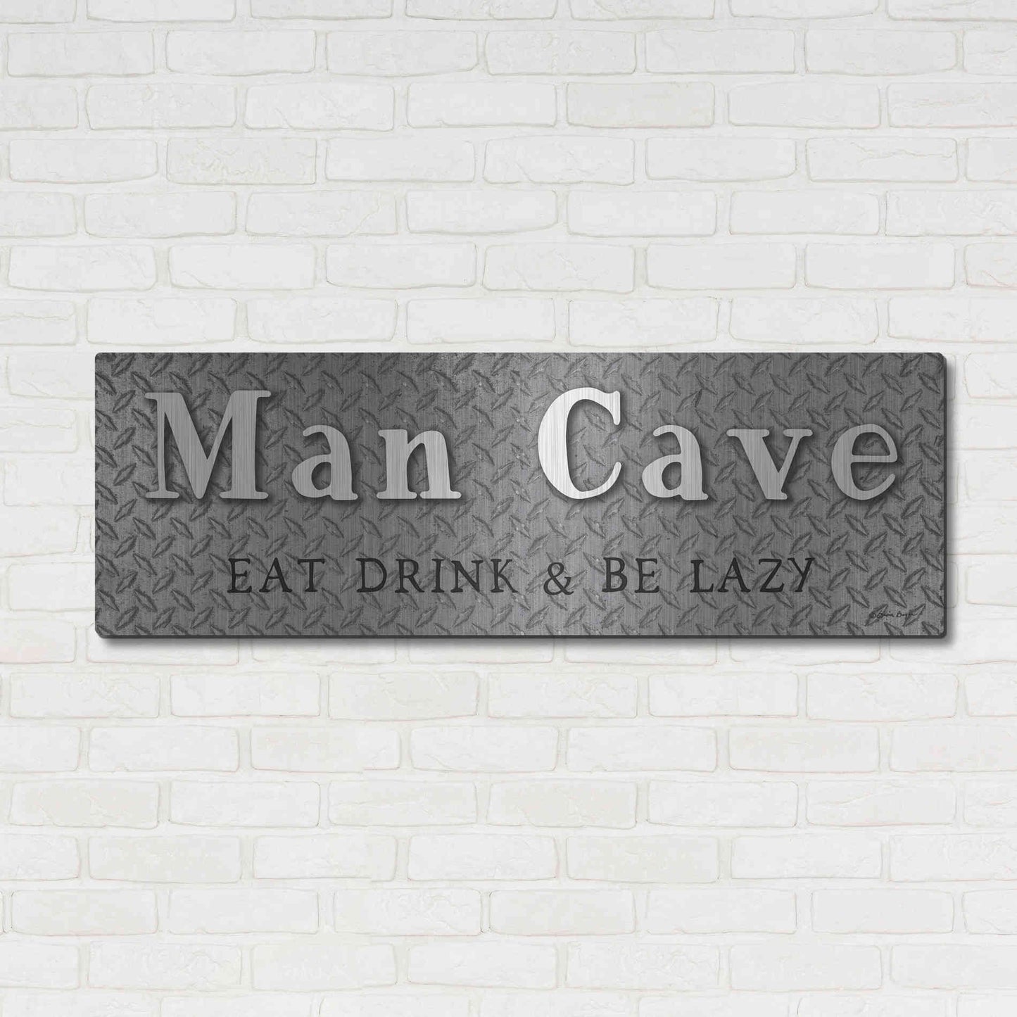 Luxe Metal Art 'Man Cave' by Susie Boyer, Metal Wall Art,48x16