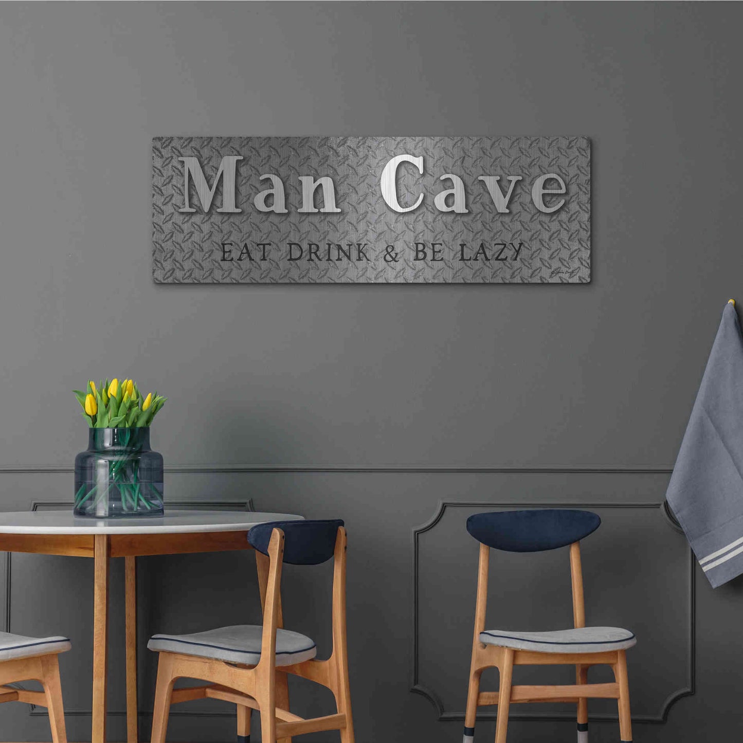 Luxe Metal Art 'Man Cave' by Susie Boyer, Metal Wall Art,48x16