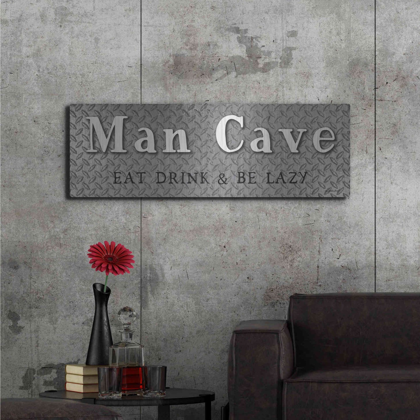 Luxe Metal Art 'Man Cave' by Susie Boyer, Metal Wall Art,48x16
