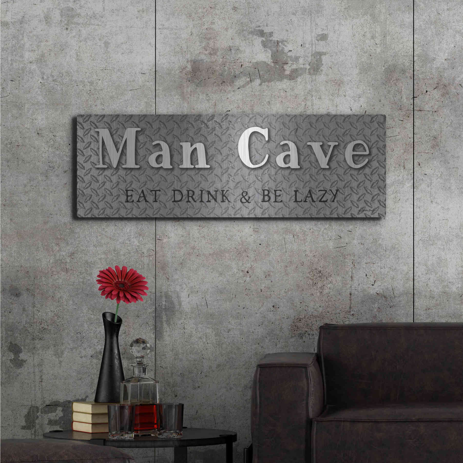 Luxe Metal Art 'Man Cave' by Susie Boyer, Metal Wall Art,48x16