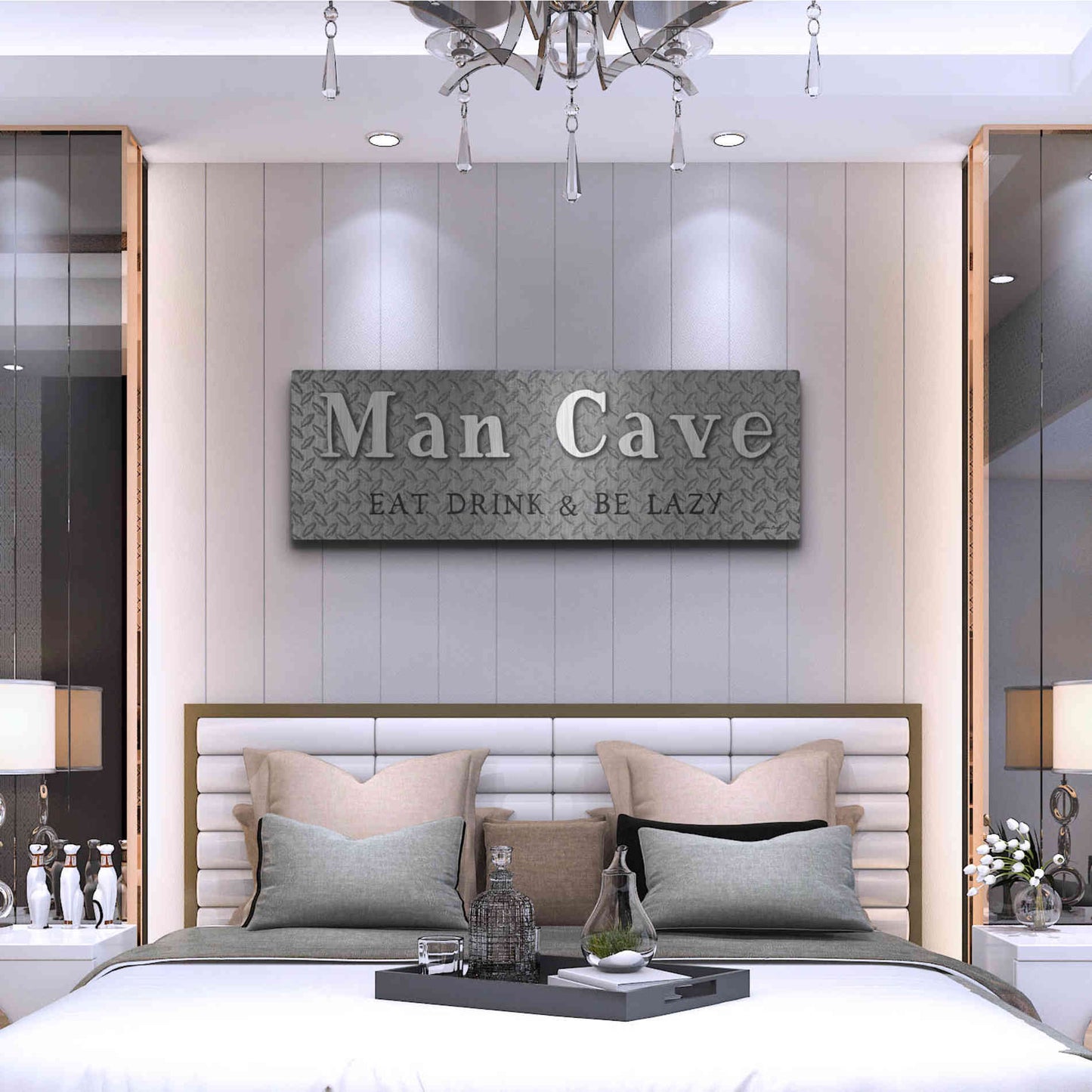 Luxe Metal Art 'Man Cave' by Susie Boyer, Metal Wall Art,48x16