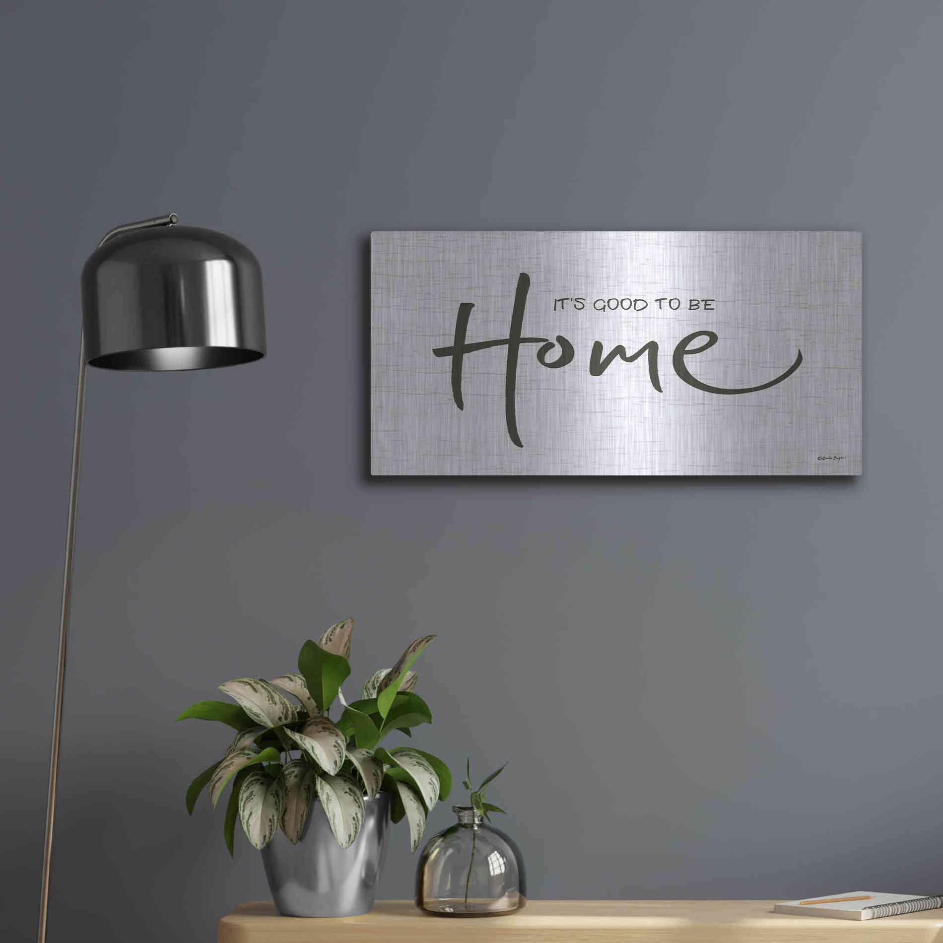 Luxe Metal Art 'It's Good to Be Home' by Susie Boyer, Metal Wall Art,24x12