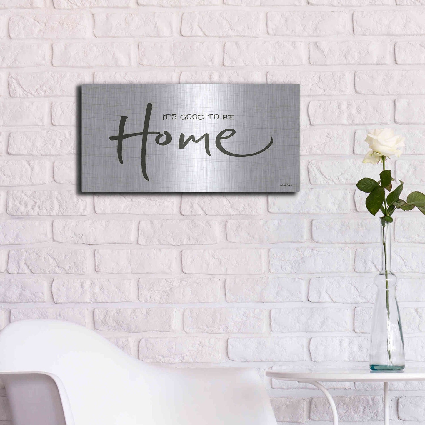 Luxe Metal Art 'It's Good to Be Home' by Susie Boyer, Metal Wall Art,24x12