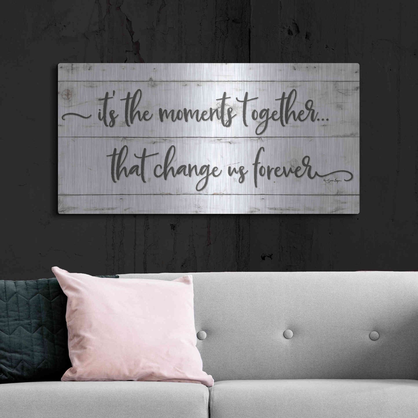 Luxe Metal Art 'It's the Moments Together' by Susie Boyer, Metal Wall Art,48x24
