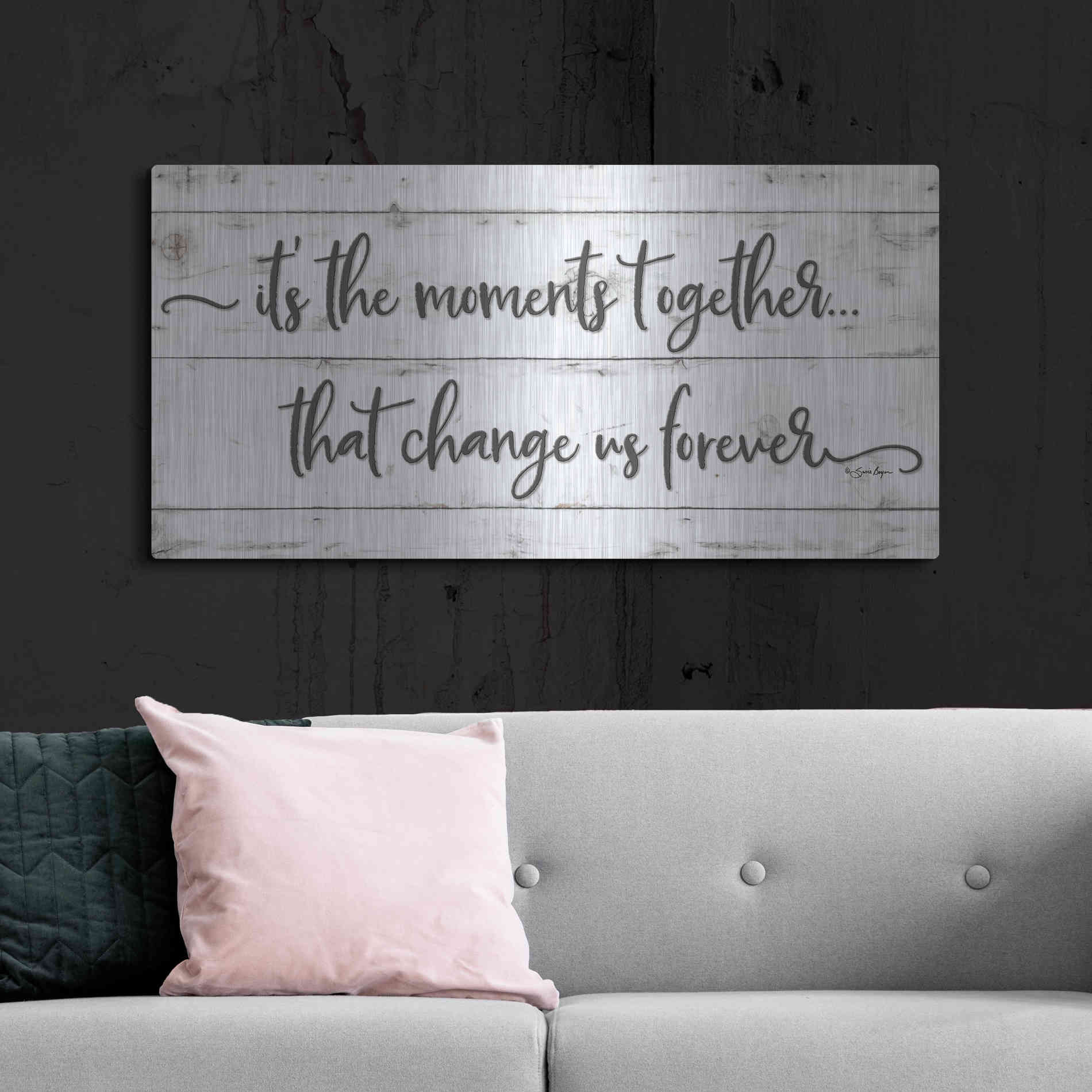 Luxe Metal Art 'It's the Moments Together' by Susie Boyer, Metal Wall Art,48x24