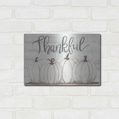 Luxe Metal Art 'Thankful Pumpkins' by Sara Baker, Metal Wall Art,16x12