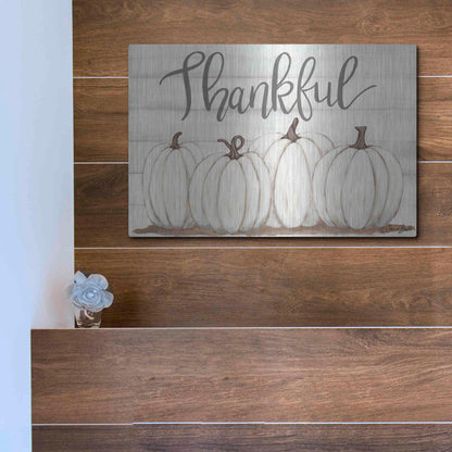 Luxe Metal Art 'Thankful Pumpkins' by Sara Baker, Metal Wall Art,16x12