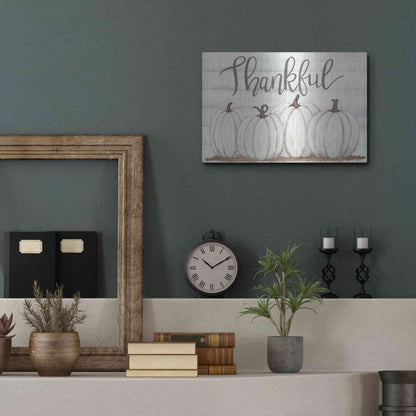 Luxe Metal Art 'Thankful Pumpkins' by Sara Baker, Metal Wall Art,16x12