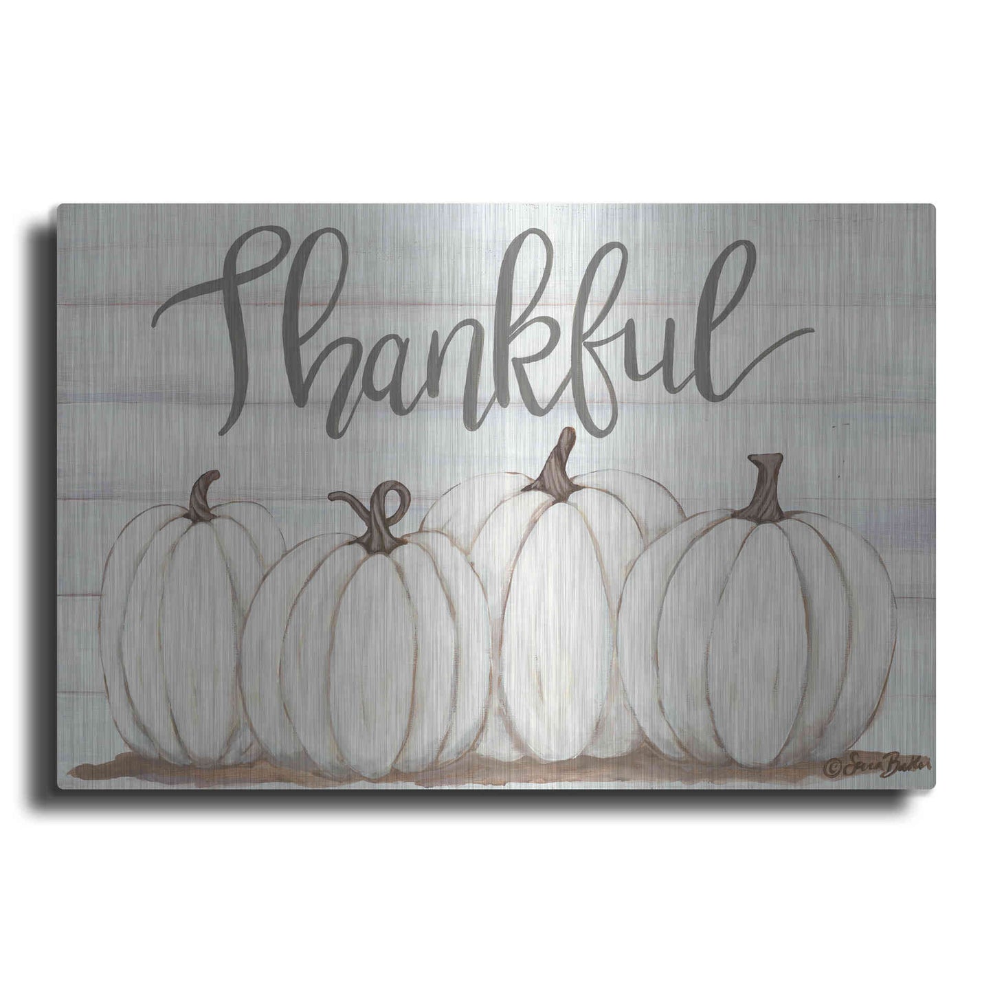 Luxe Metal Art 'Thankful Pumpkins' by Sara Baker, Metal Wall Art