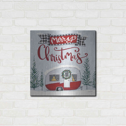 Luxe Metal Art 'Merry Christmas Camper' by Sara Baker, Metal Wall Art,24x24