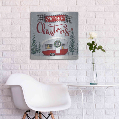 Luxe Metal Art 'Merry Christmas Camper' by Sara Baker, Metal Wall Art,24x24