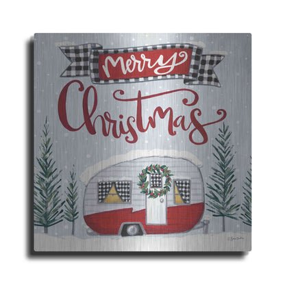 Luxe Metal Art 'Merry Christmas Camper' by Sara Baker, Metal Wall Art