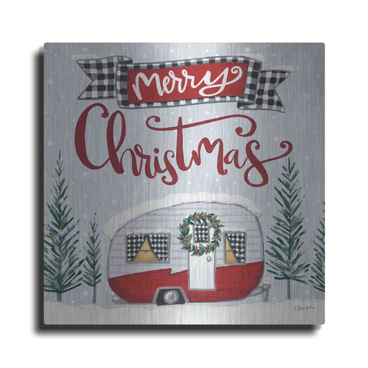 Luxe Metal Art 'Merry Christmas Camper' by Sara Baker, Metal Wall Art