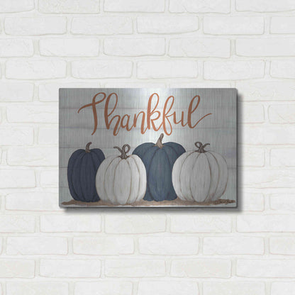 Luxe Metal Art 'Thankful Pumpkins 2' by Sara Baker, Metal Wall Art,24x16
