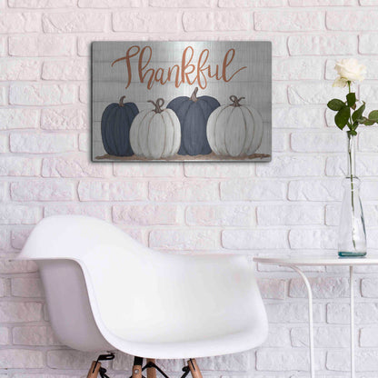Luxe Metal Art 'Thankful Pumpkins 2' by Sara Baker, Metal Wall Art,24x16