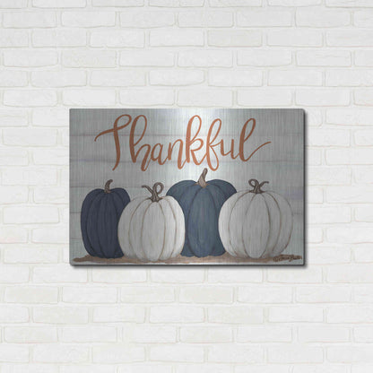 Luxe Metal Art 'Thankful Pumpkins 2' by Sara Baker, Metal Wall Art,36x24
