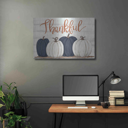 Luxe Metal Art 'Thankful Pumpkins 2' by Sara Baker, Metal Wall Art,36x24