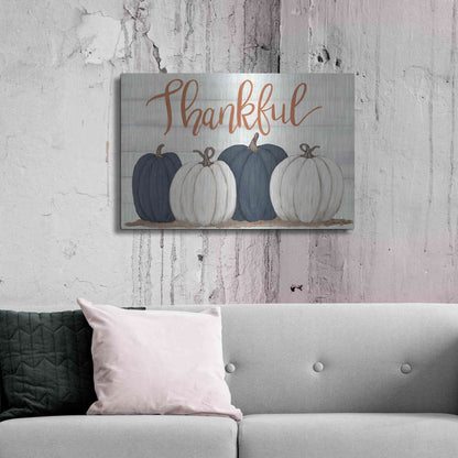 Luxe Metal Art 'Thankful Pumpkins 2' by Sara Baker, Metal Wall Art,36x24