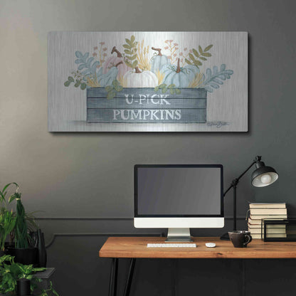 Luxe Metal Art 'U-Pick Pumpkins' by Sara Baker, Metal Wall Art,48x24