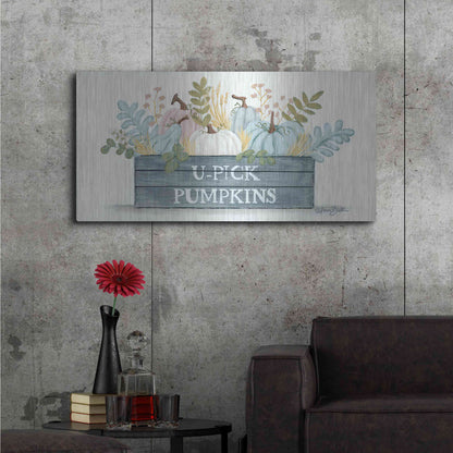 Luxe Metal Art 'U-Pick Pumpkins' by Sara Baker, Metal Wall Art,48x24