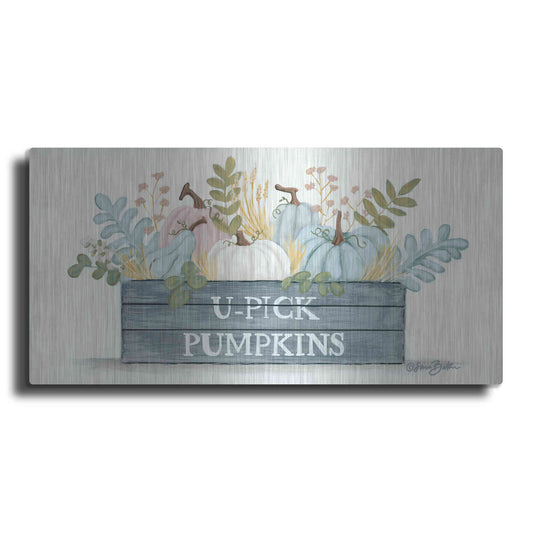 Luxe Metal Art 'U-Pick Pumpkins' by Sara Baker, Metal Wall Art
