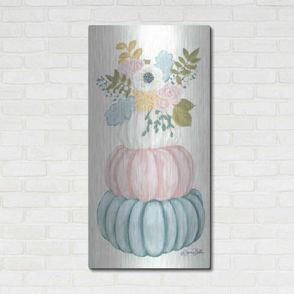 Luxe Metal Art 'Floral Pumpkins' by Sara Baker, Metal Wall Art,24x48