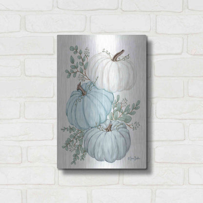 Luxe Metal Art 'Pumpkin Trio' by Sara Baker, Metal Wall Art,12x16