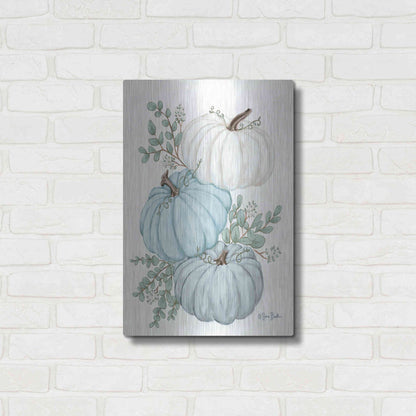 Luxe Metal Art 'Pumpkin Trio' by Sara Baker, Metal Wall Art,16x24
