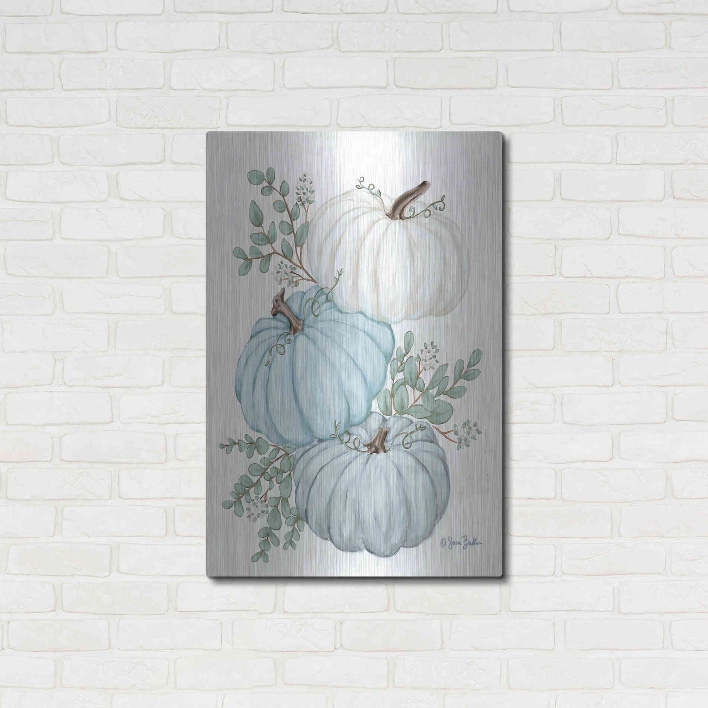 Luxe Metal Art 'Pumpkin Trio' by Sara Baker, Metal Wall Art,24x36