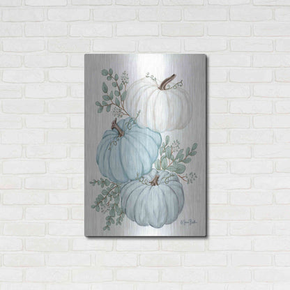 Luxe Metal Art 'Pumpkin Trio' by Sara Baker, Metal Wall Art,24x36