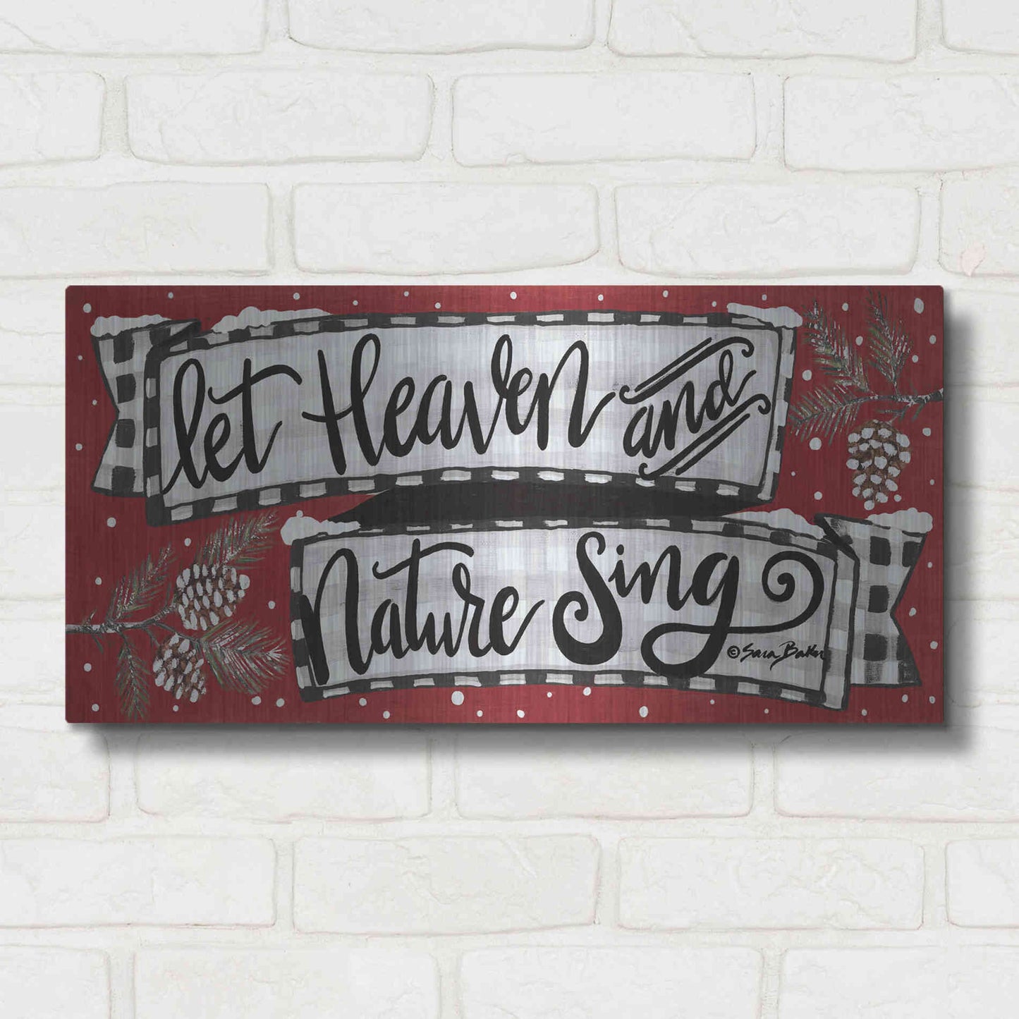 Luxe Metal Art 'Heaven and Nature Sing' by Sara Baker, Metal Wall Art,24x12