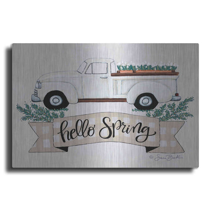 Luxe Metal Art 'Hello Spring Tulip Truck' by Sara Baker, Metal Wall Art