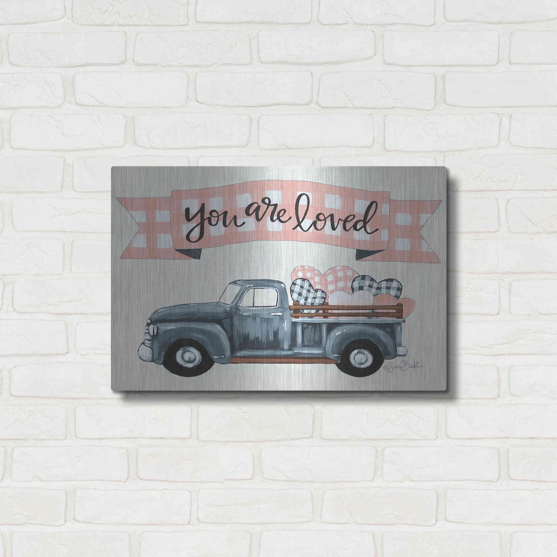 Luxe Metal Art 'You Are Loved' by Sara Baker, Metal Wall Art,24x16