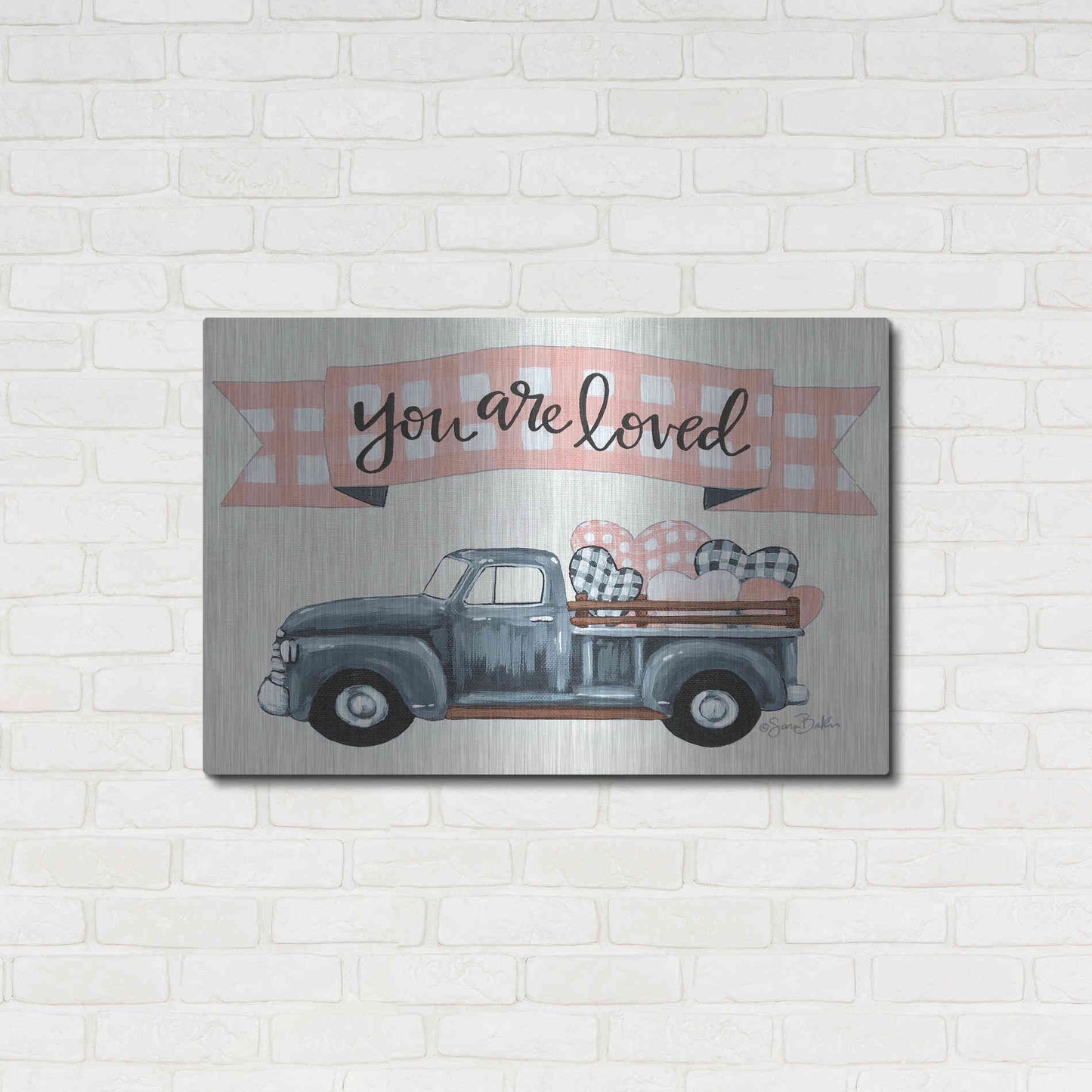 Luxe Metal Art 'You Are Loved' by Sara Baker, Metal Wall Art,36x24