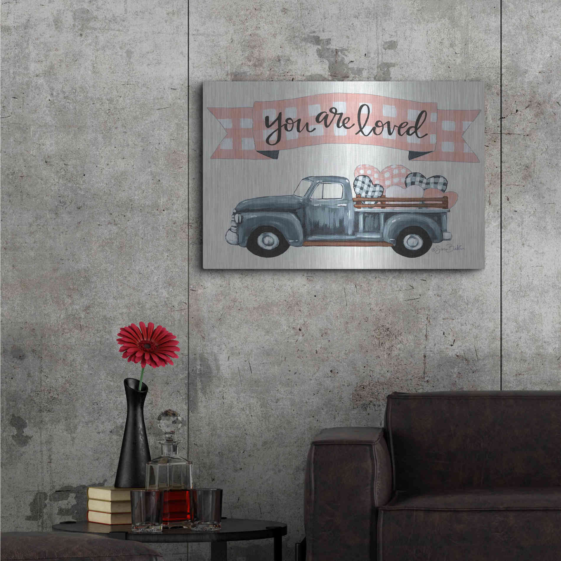 Luxe Metal Art 'You Are Loved' by Sara Baker, Metal Wall Art,36x24