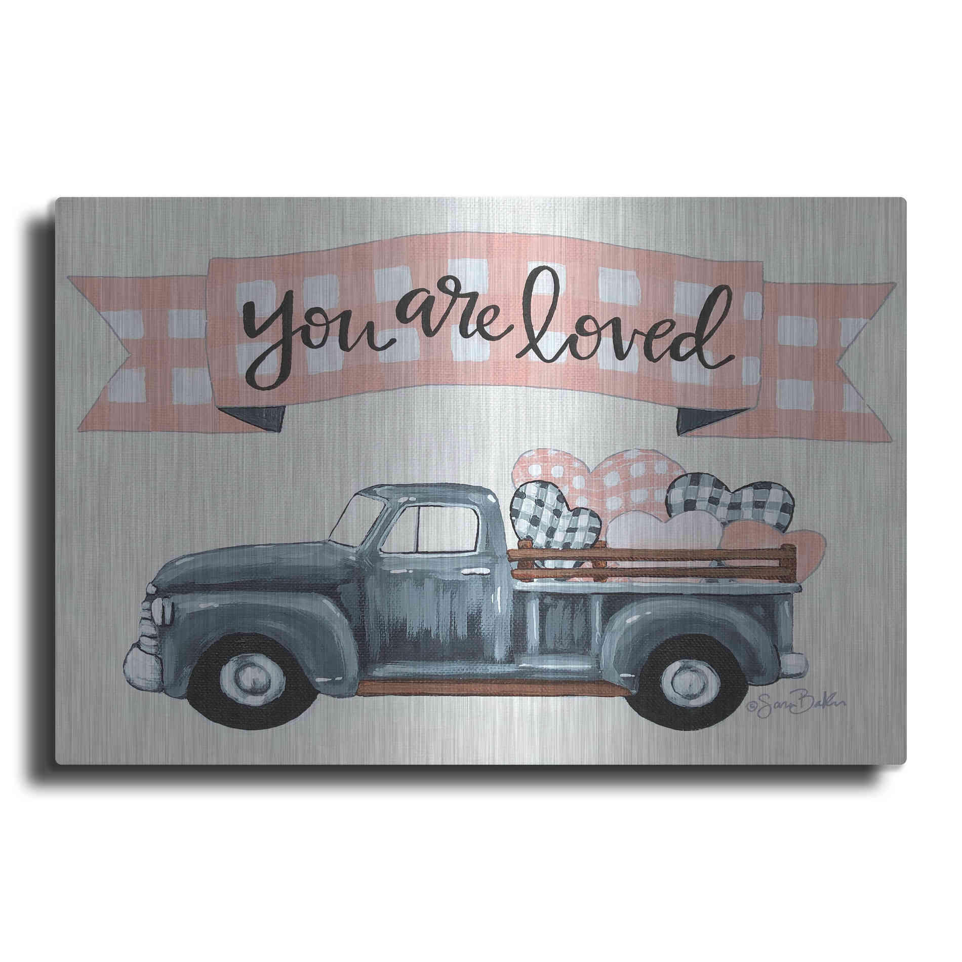 Luxe Metal Art 'You Are Loved' by Sara Baker, Metal Wall Art