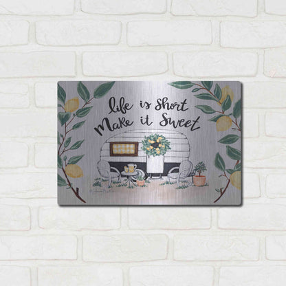 Luxe Metal Art 'Make It Sweet Vintage Camper' by Sara Baker, Metal Wall Art,16x12