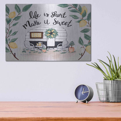 Luxe Metal Art 'Make It Sweet Vintage Camper' by Sara Baker, Metal Wall Art,16x12