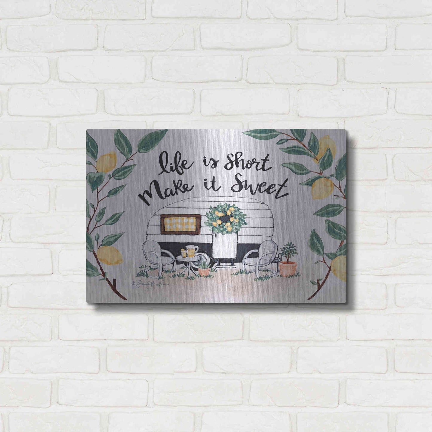 Luxe Metal Art 'Make It Sweet Vintage Camper' by Sara Baker, Metal Wall Art,24x16