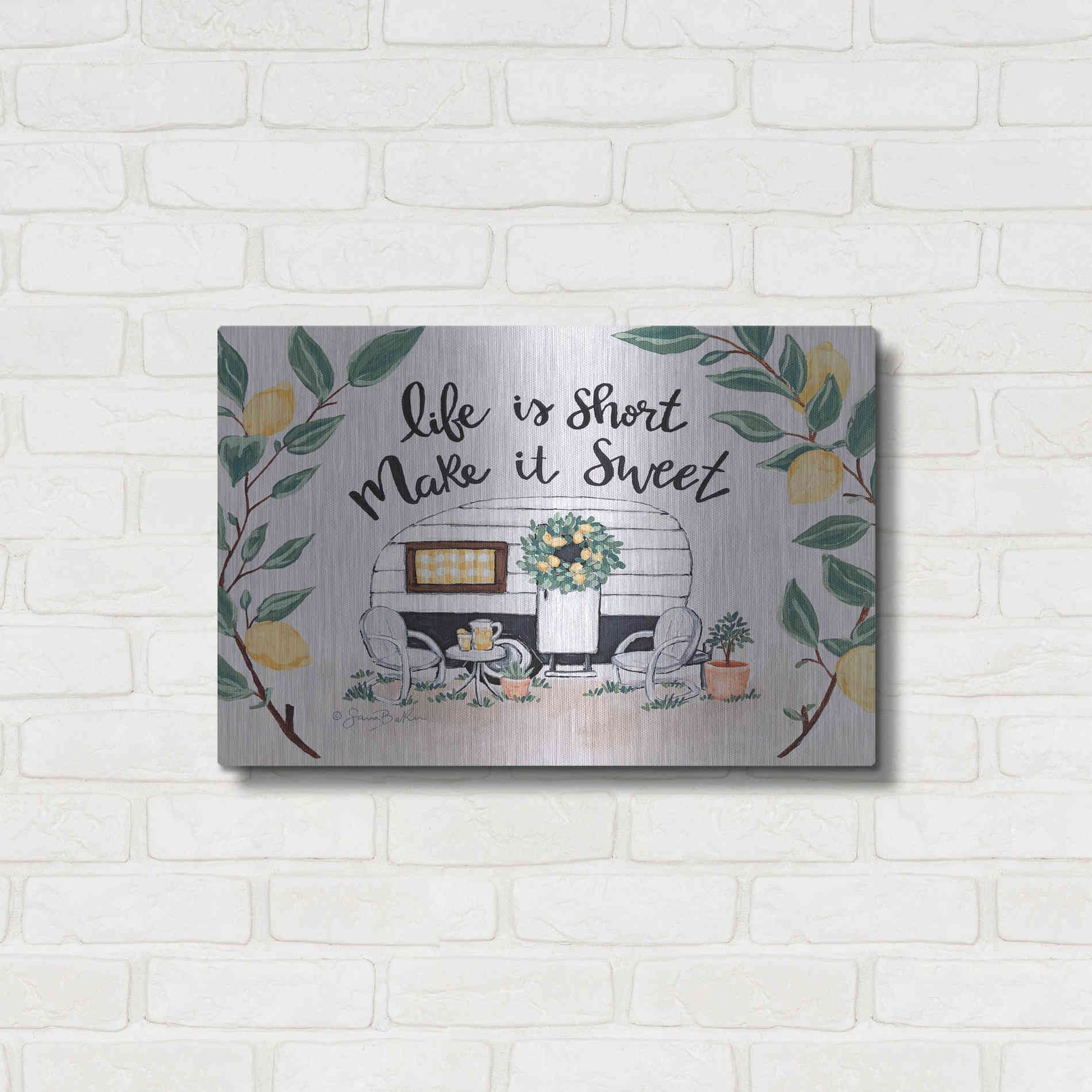 Luxe Metal Art 'Make It Sweet Vintage Camper' by Sara Baker, Metal Wall Art,24x16