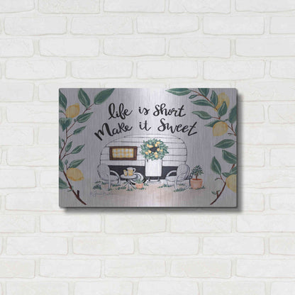 Luxe Metal Art 'Make It Sweet Vintage Camper' by Sara Baker, Metal Wall Art,24x16