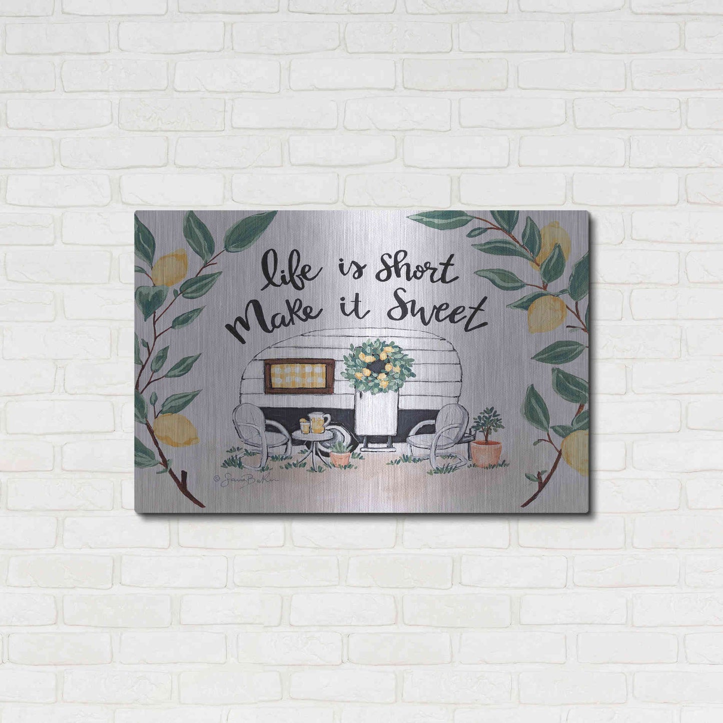 Luxe Metal Art 'Make It Sweet Vintage Camper' by Sara Baker, Metal Wall Art,36x24