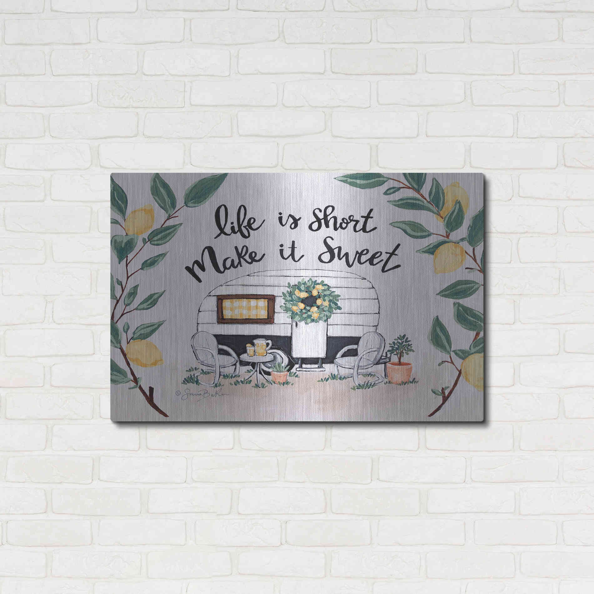 Luxe Metal Art 'Make It Sweet Vintage Camper' by Sara Baker, Metal Wall Art,36x24