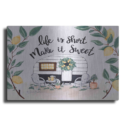 Luxe Metal Art 'Make It Sweet Vintage Camper' by Sara Baker, Metal Wall Art