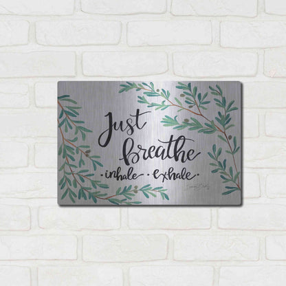 Luxe Metal Art 'Just Breathe Olive Stems' by Sara Baker, Metal Wall Art,16x12