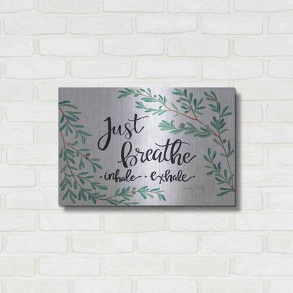 Luxe Metal Art 'Just Breathe Olive Stems' by Sara Baker, Metal Wall Art,24x16